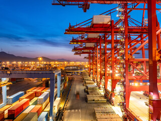 aerial view container in port