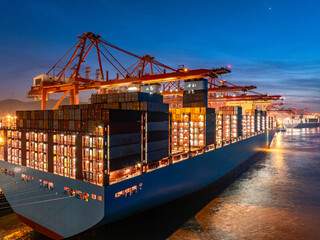 aerial view container in port