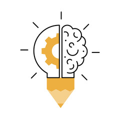 Creativity Line Icon with Lightbulb.