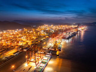 aerial view container in port