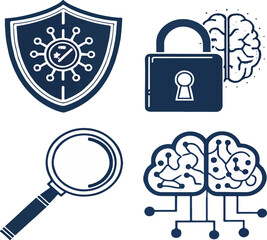 Cybersecurity and Artificial Intelligence Icons Set 