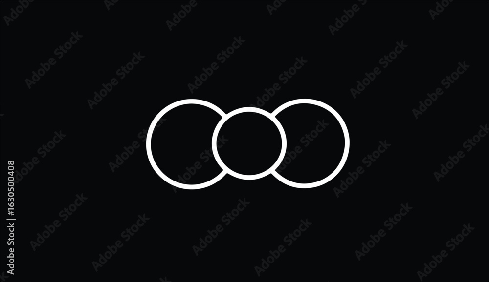 Poster elegant minimalist design with interlocking white circles on black background for modern aesthetic p