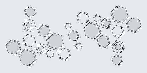 Fototapeta premium white and gray hexagon honeycomb geometric copy space. Geometric abstract background with black and white hexagons. Hexagonal Molecular structure abstract tech network pattern.