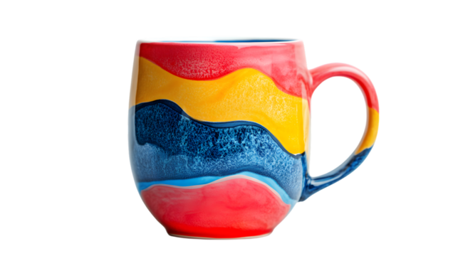 Stunning ceramic mug with vibrant colors adds a splash of artistic flair to your daily coffee routine isolated on white background 