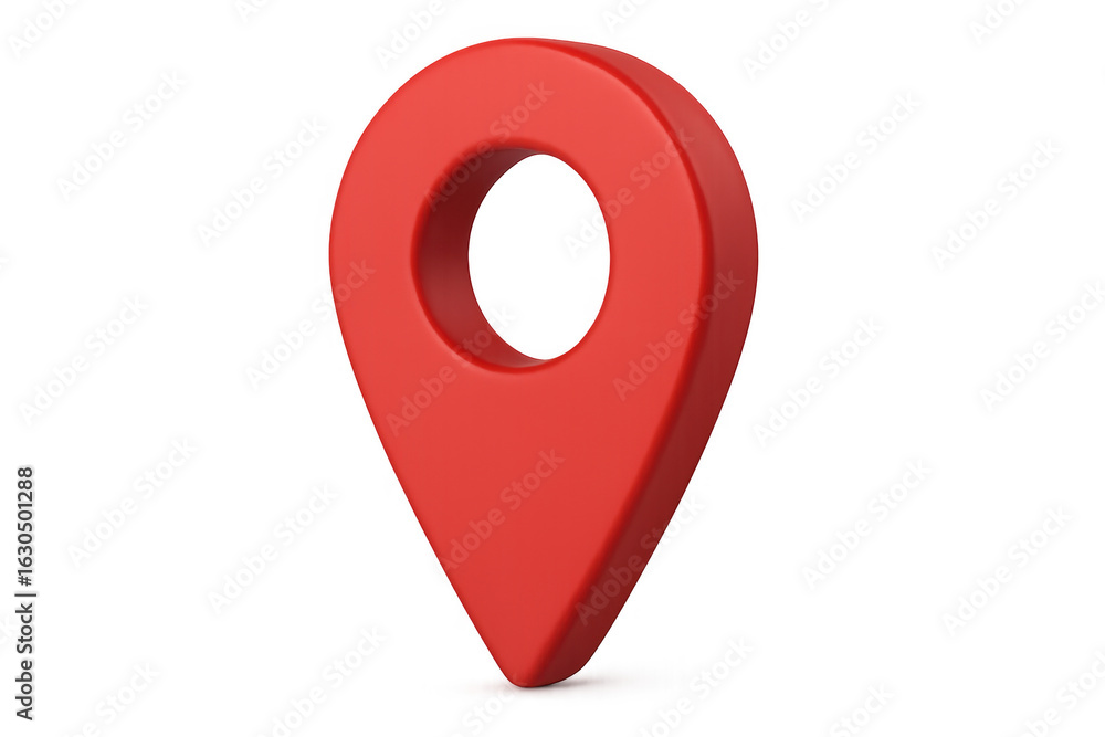 Poster red location pin pointing a precise spot on a transparent background, ideal for indicating a specifi
