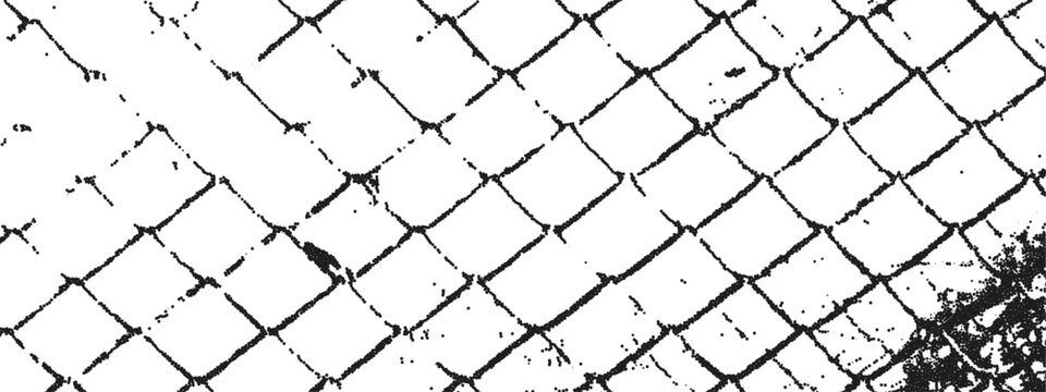 Rabitz chain link mesh abstract vector illustration with grunge grain gritty stipple texture isolated on transparent background For album cover, banner layout