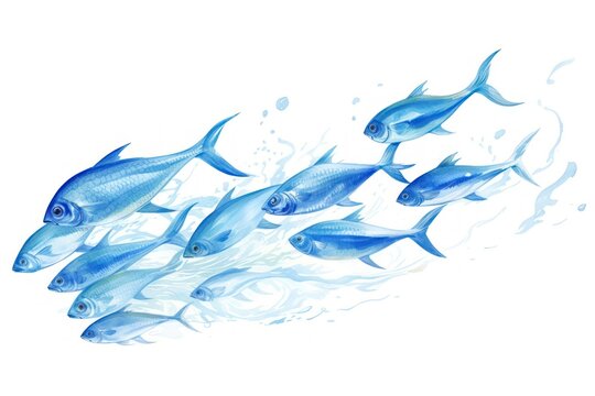 Illustration school of fish outdoors herring seafood.