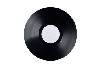 Obraz premium A black vinyl record with a white label, png, transparent