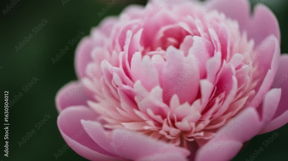 Poster close up of a pink peony flower with delicate petals displaying soft colors and an elegant bloom in 