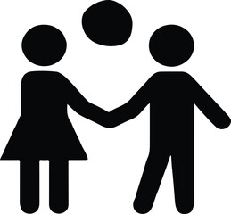 Playful Children Icons, Stick Figure Boy and Girl with Ball Vector