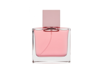 Elegant Pink Perfume Bottle on White Background