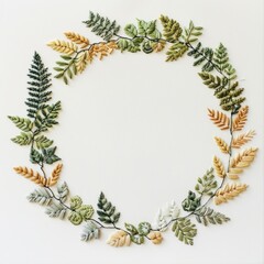 Fototapeta premium Handcrafted embroidered botanical wreath