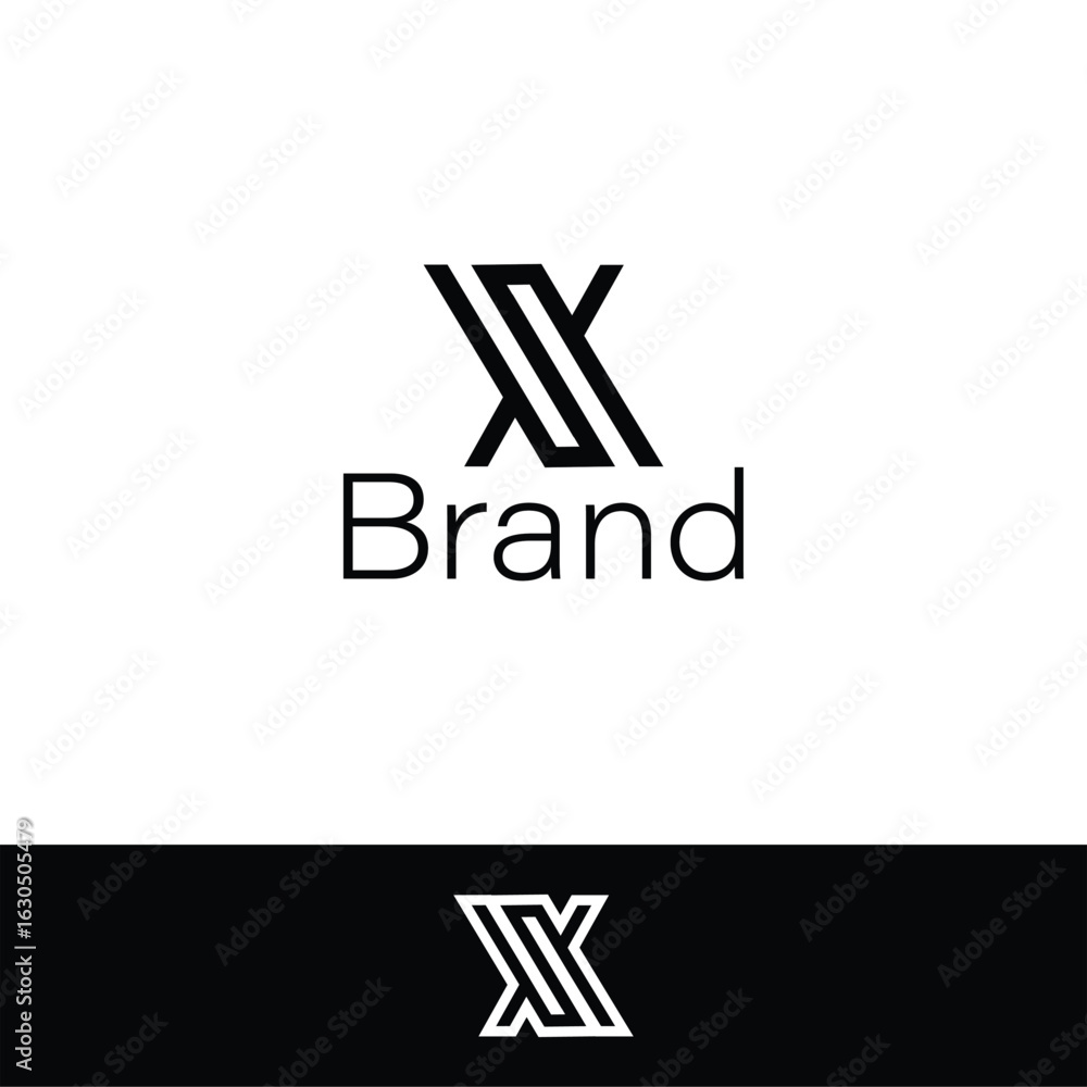 Poster linear letters sx or xs monogram with two backgrounds.