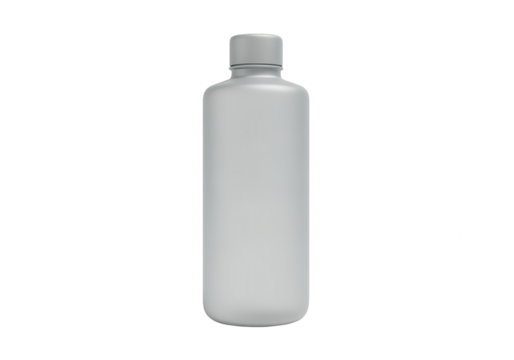 Blank Gray Plastic Bottle: Product Mockup on White