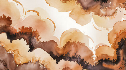 Abstract watercolor painting with organic shapes and earthy tones watercolor background