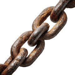 Fototapeta premium Rusty metal chain section against black background