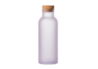 Minimalist Frosted Glass Bottle with Cork Stopper on White