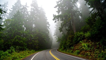 Fototapeta premium Foggy forest road