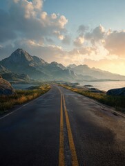 journey to 2024 spirit of a road trip with a scenic highway leading to the beginning of 2024