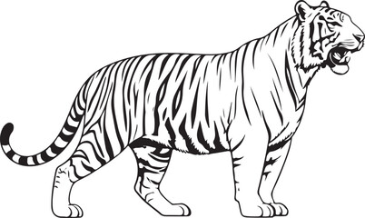 White Tiger Solid Vector Silhouette