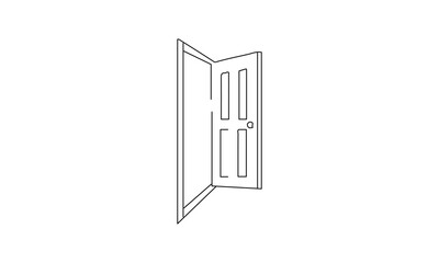 Open Door Outline - Minimalist Line Drawing