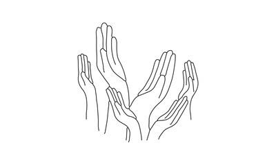 Line Art of Raised Hands