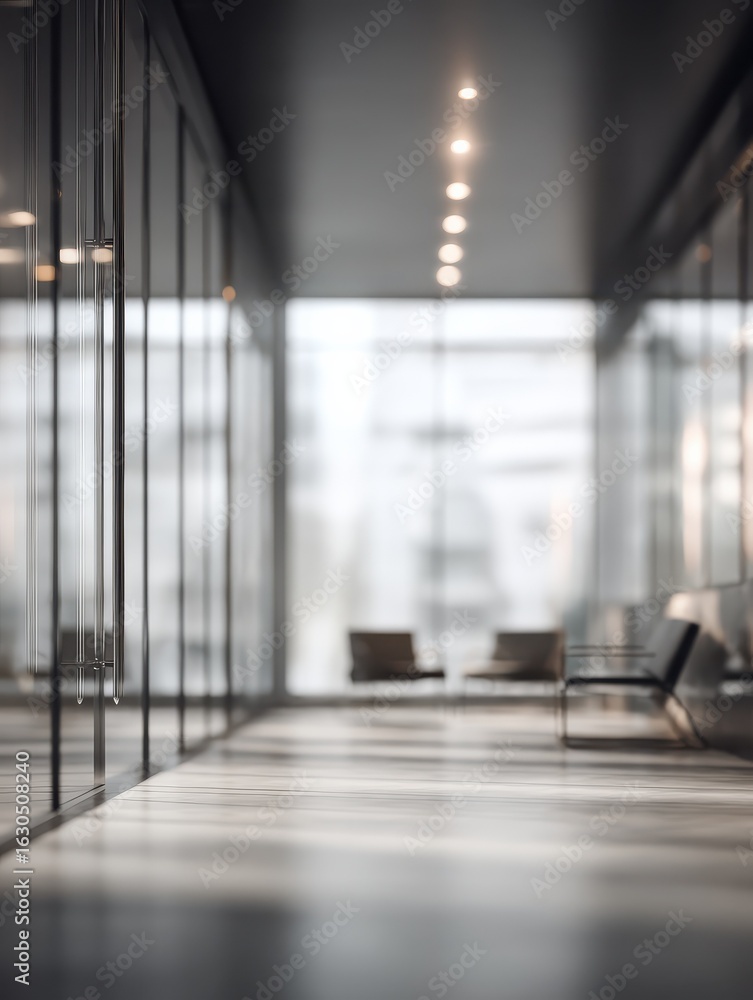 Poster a blurred background of an empty contemporary office space sets scene for a professional environment