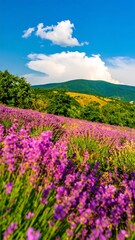 Fototapeta premium Lavender field under a summer sky