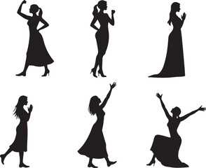 Obraz premium Elegant women poses celebrate success and achievement