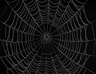 Fototapeta premium Delicate spiderweb, morning dew