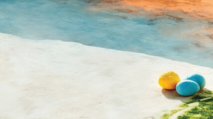 Naklejka premium Three colored orbs on a textured surface.