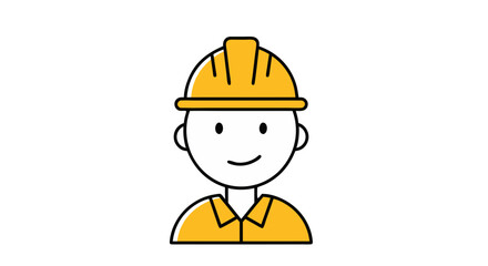 Simple Minimalist Construction Worker Hard Hat Character Transparent Background