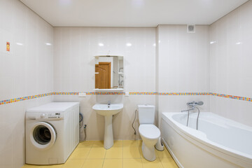 Bright Elegant Modern Luxury Bathroom Interior Design With White Sink.