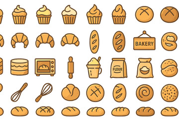 Various baked goods and bakery items arranged in a delightful pattern for culinary inspiration