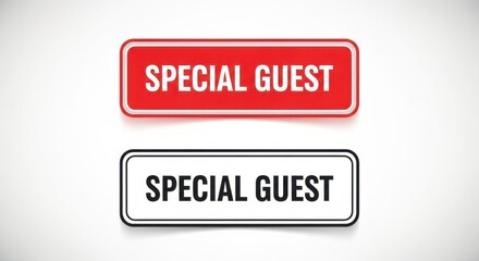 Fototapeta premium Special Guest sign, name tag badge in red and black isolated on white background