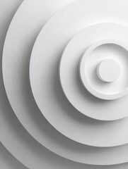Obraz premium concentric randomly offset white rings or circles steps fading out background wallpaper banner close up flat lay top view from above abstract modern minimal white background