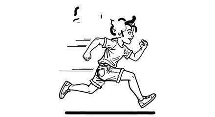 Obraz premium Illustration of a running boy in shorts t shirt and sneakers for fitness and sports activities design