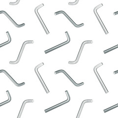 Hex key or allen wrench. Seamless pattern with keys.