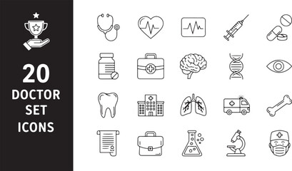 Professional doctor medical icon sets