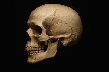 Obraz premium Human Skull Profile on Black Background - Anatomical Illustration