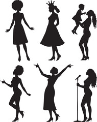 Obraz premium Diverse women silhouettes showing empowerment, joy, and performance