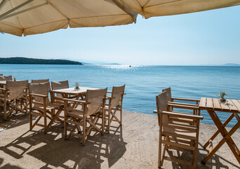 Traditional Greek Sea outdoor restaurant 