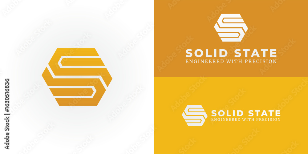 Poster a modern engineering logo featuring the initials ss in a hexagonal shape. the design represents syne