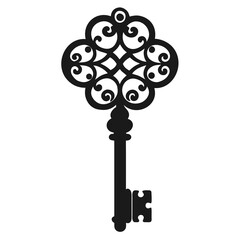 Obraz premium Ornate Antique Key Line Art Vector