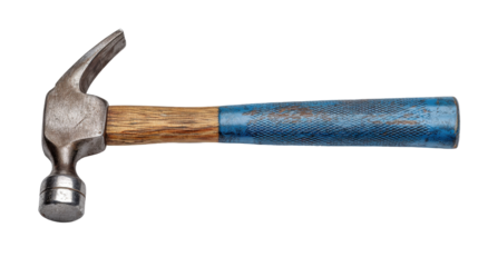 Framing hammer with magnetic nail holder background isolated on a Transparent background, PNG file.