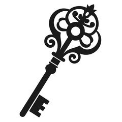 Obraz premium Ornate Antique Key Line Art Vector