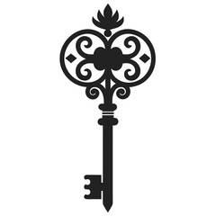 Obraz premium Ornate Antique Key Line Art Vector