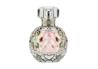 Luxury Perfume Bottle with Crystal-Cut Design on White Background