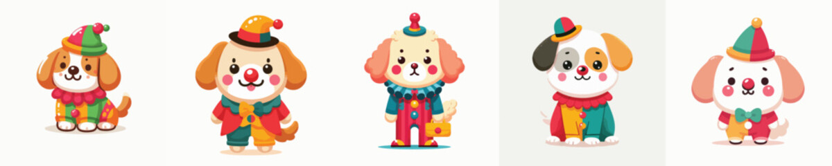 cute dog vector wearing clown costume