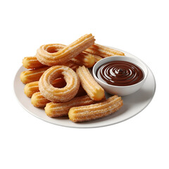 Delicious Churros with Chocolate Dip on Plate.